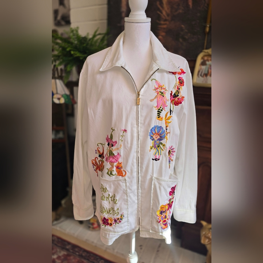 Vintage Bob Mackie Floral Embroidered Women's Jacket Size XL